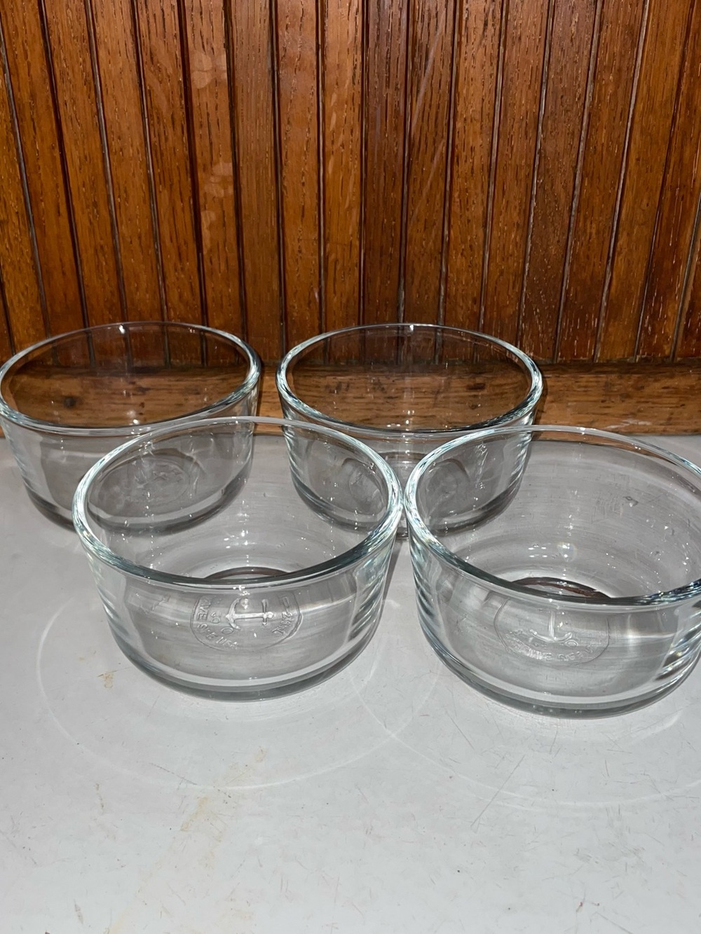 Set (4) Anchor Hocking Food Prep Glass Bowl Custard Cups 1 Cup Microwave Safe